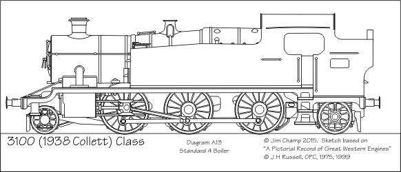 Sketch of GWR 3100 Class